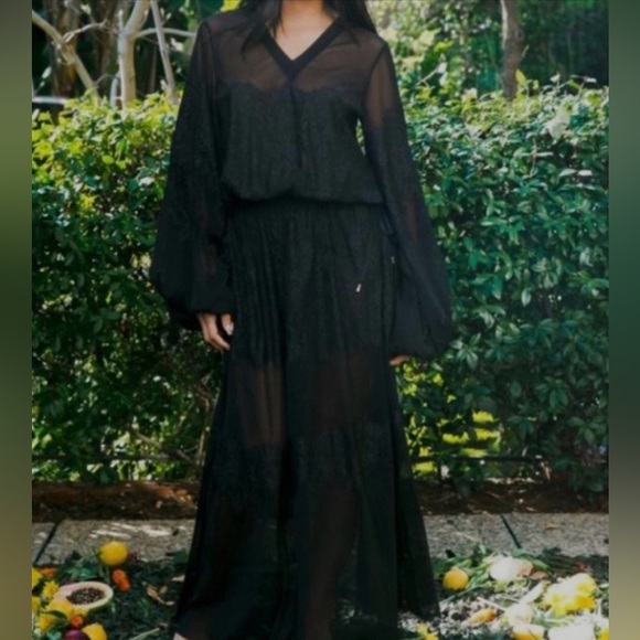 Royal Hahness - We are HaH black mesh lace long sleeve dress w/ POCKETS fits - Picture 1 of 5